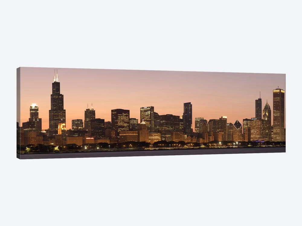 Chicago Panoramic Skyline Cityscape (Dusk) 1-piece Canvas Art
