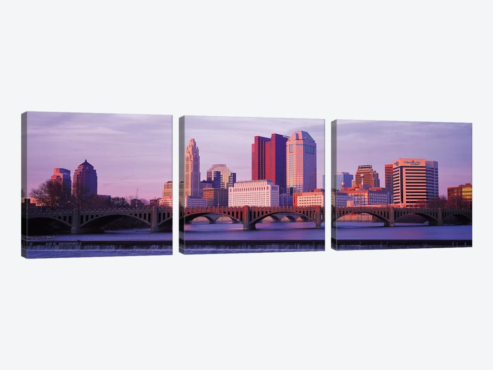Columbus Panoramic Skyline Cityscape (Dusk) by Unknown Artist 3-piece Canvas Print