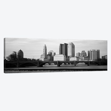 Columbus Panoramic Skyline Cityscape (Black & White - Dusk) Canvas Print #6149} by Unknown Artist Canvas Art