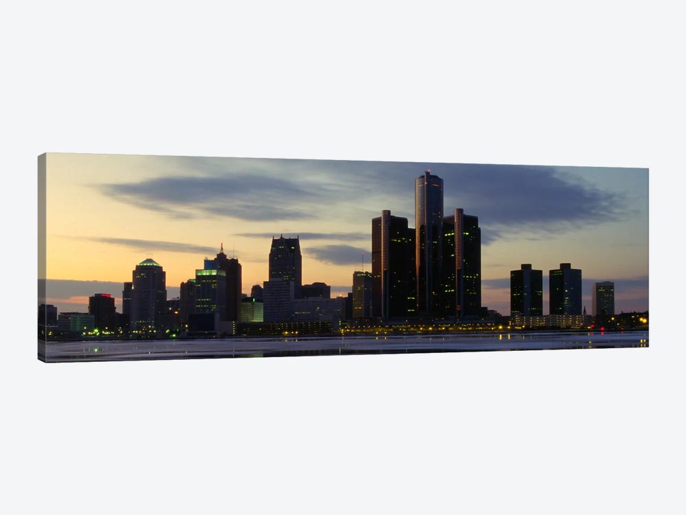 Detroit Panoramic Skyline Cityscape (Dusk) by Unknown Artist 1-piece Canvas Art
