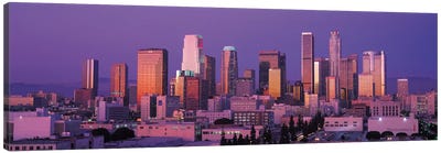 Los Angeles Panoramic Skyline Cityscape (Dusk) Canvas Art Print - Los Angeles Skylines