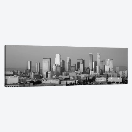 Los Angeles Panoramic Skyline Cityscape (Black & White - Dusk) Canvas Print #6155} by Unknown Artist Canvas Wall Art