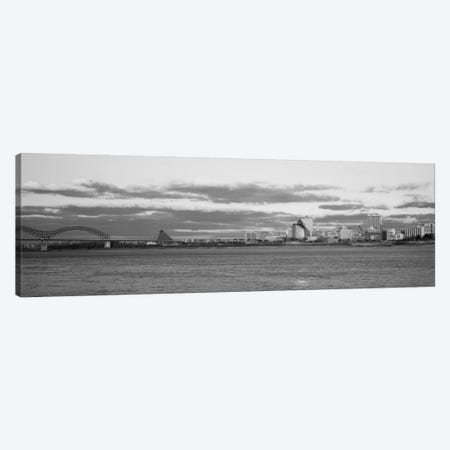 Memphis Panoramic Skyline Cityscape (Black & White - Dusk) Canvas Print #6157} by Unknown Artist Canvas Wall Art
