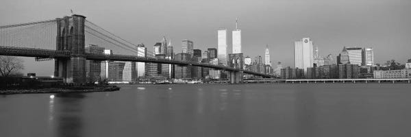New York Panoramic Skyline Cityscape I (Black & White - Dusk)