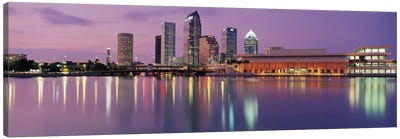 Tampa Panoramic Skyline Cityscape (Dusk) Canvas Art Print - Panoramic Cityscapes