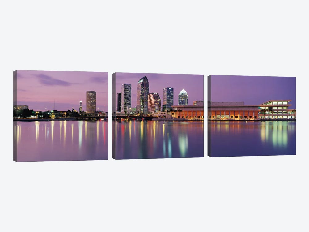 Tampa Panoramic Skyline Cityscape (Dusk) by Unknown Artist 3-piece Canvas Art