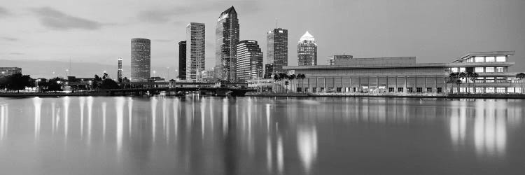 Tampa Panoramic Skyline Cityscape (Black & White - Dusk)