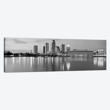 Tampa Panoramic Skyline Cityscape (Black & White - Dusk) Canvas Print #6166} by Unknown Artist Canvas Print