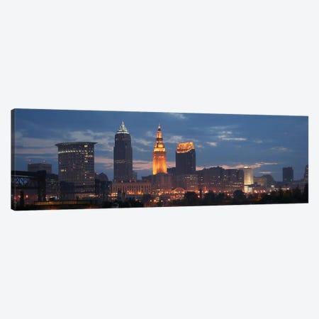 Cleveland Panoramic Skyline Cityscape (Dusk) Canvas Print #6167} by Unknown Artist Art Print