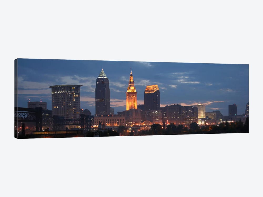 Cleveland Panoramic Skyline Cityscape (Dusk) by Unknown Artist 1-piece Canvas Art