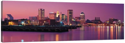 Baltimore Panoramic Skyline Cityscape (Evening) Canvas Art Print - Unknown Artist