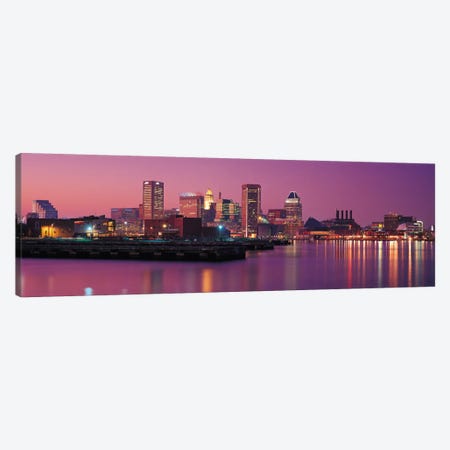 Baltimore Panoramic Skyline Cityscape (Evening) Canvas Print #6169} by Unknown Artist Canvas Wall Art