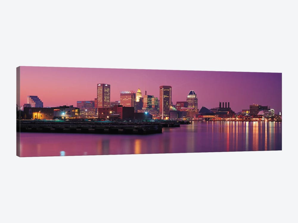 Baltimore Panoramic Skyline Cityscape (Evening) by Unknown Artist 1-piece Canvas Artwork