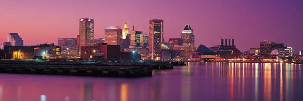 Maryland: Baltimore Panoramic Skyline Evening Cityscape by Unknown Artist