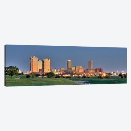 Fort Worth Panoramic Skyline Cityscape (Evening) Canvas Print #6172} by Unknown Artist Art Print