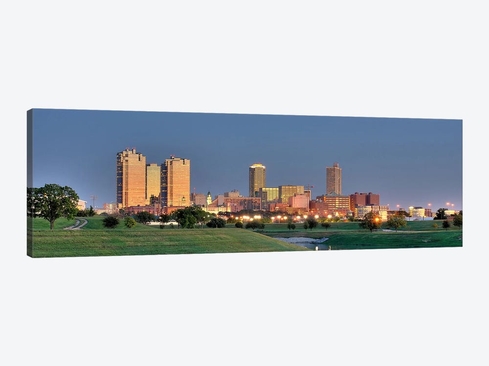 Fort Worth Panoramic Skyline Cityscape (Evening) by Unknown Artist 1-piece Canvas Art