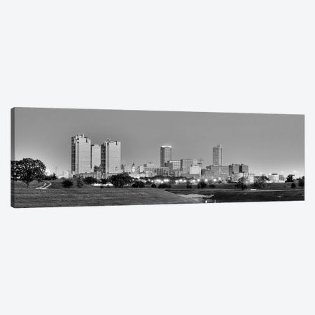 Fort Worth Panoramic Skyline Cityscape (Black & White - Evening) Canvas Print #6173} by Unknown Artist Art Print