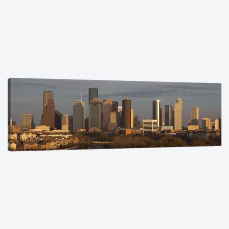 Houston Panoramic Skyline Cityscape (Evening) Canvas Print #6174} by Unknown Artist Canvas Wall Art