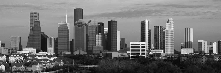 Houston Skyline Cityscape (Black & White - Evening)