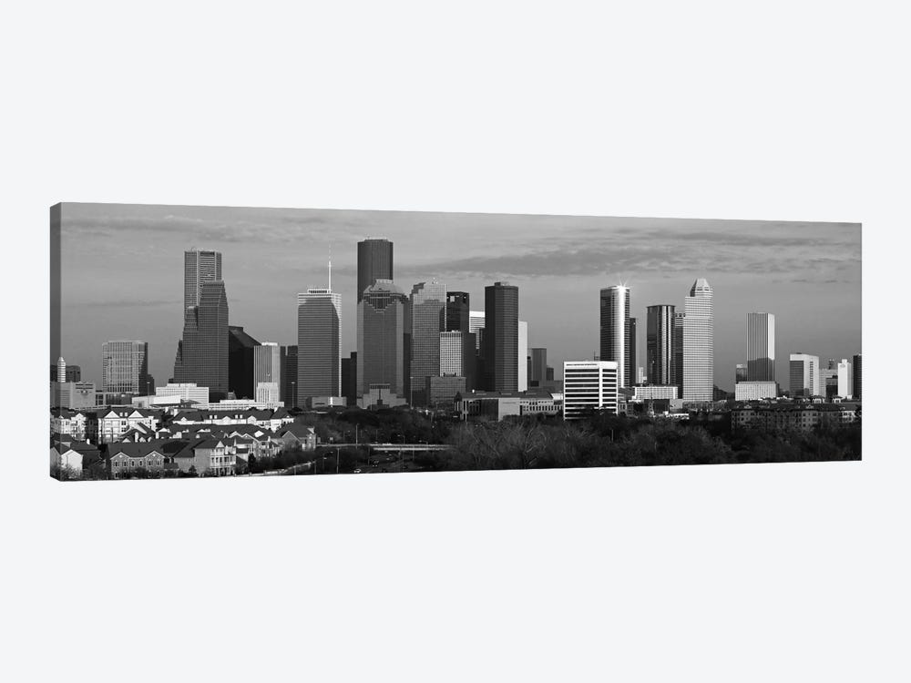 Houston Skyline Cityscape (Black & White - Evening) by Unknown Artist 1-piece Canvas Print