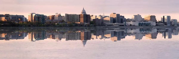 Wisconsin: Madison Panoramic Skyline Cityscape (Evening) by Unknown Artist