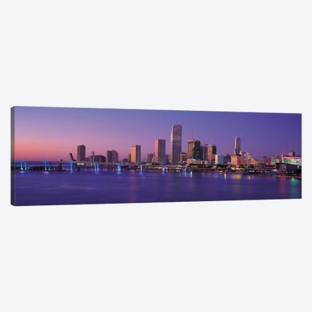 Miami Panoramic Skyline Cityscape (Evening) Canvas Print #6178} by Unknown Artist Canvas Art Print