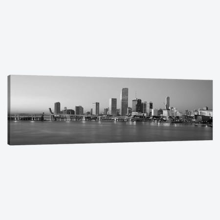 Miami Panoramic Skyline Cityscape (Black & White - Evening) Canvas Print #6179} by Unknown Artist Canvas Print