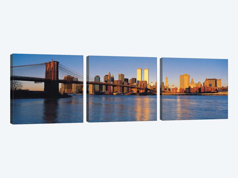 New York Panoramic Skyline Cityscape (Evening) by Unknown Artist 3-piece Canvas Print