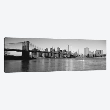 New York Panoramic Skyline Cityscape (Black & White - Evening) Canvas Print #6185} by Unknown Artist Canvas Art Print