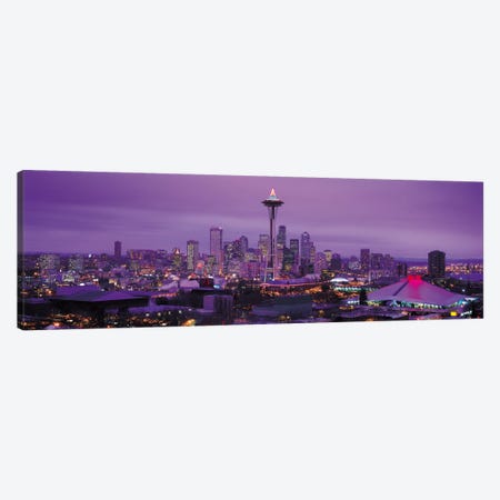 Seattle Panoramic Skyline Cityscape (Evening) Canvas Print #6188} by Unknown Artist Canvas Art