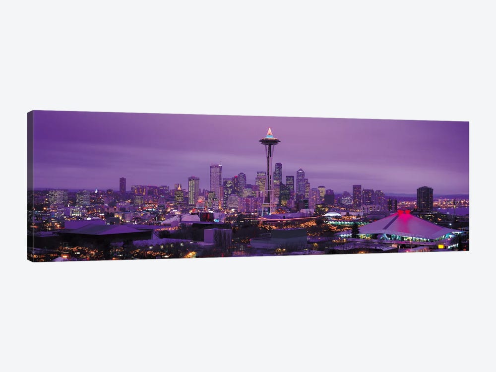 Seattle Panoramic Skyline Cityscape (Evening) by Unknown Artist 1-piece Art Print