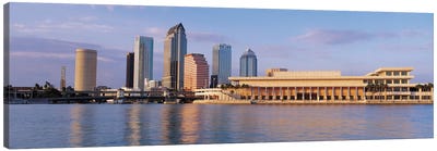 Tampa Panoramic Skyline Cityscape (Evening) Canvas Art Print - Tampa Bay Art