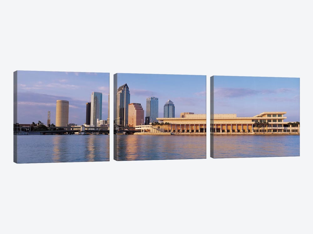 Tampa Panoramic Skyline Cityscape (Evening) by Unknown Artist 3-piece Canvas Wall Art