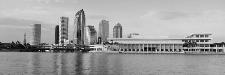 Tampa Panoramic Skyline Cityscape (Black & White - Evening)