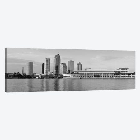 Tampa Panoramic Skyline Cityscape (Black & White - Evening) Canvas Print #6191} by Unknown Artist Canvas Art Print