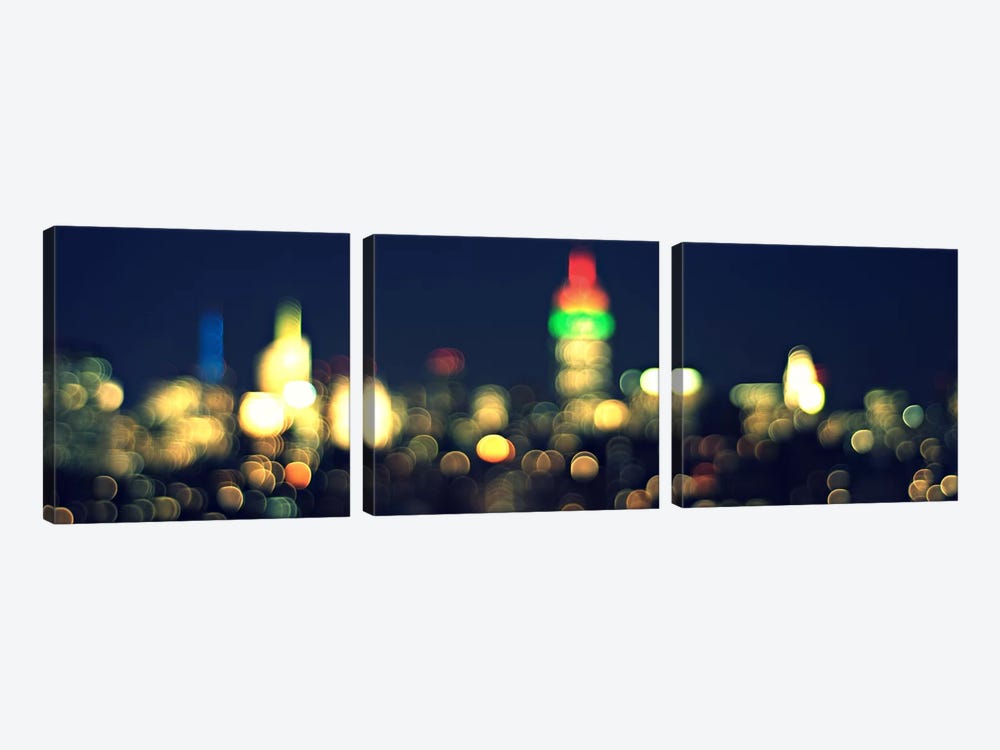 New York Panoramic Skyline Cityscape (Night) by Unknown Artist 3-piece Canvas Print