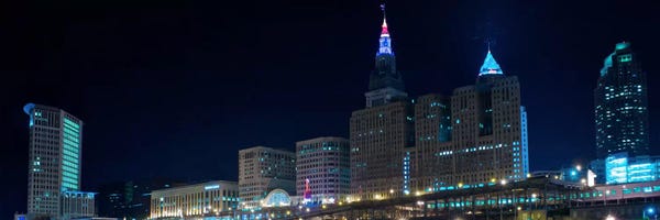 Cleveland: Cleveland Panoramic Skyline Cityscape (Night) by Unknown Artist