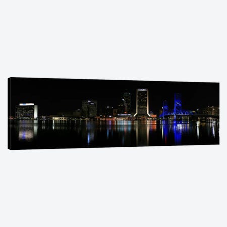 Jacksonville Panoramic Skyline Cityscape (Night) Canvas Print #6197} by Unknown Artist Canvas Artwork