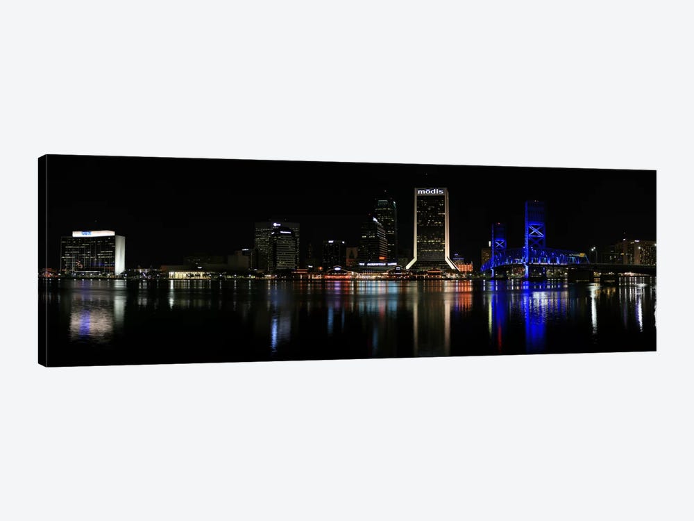 Jacksonville Panoramic Skyline Cityscape (Night) by Unknown Artist 1-piece Art Print