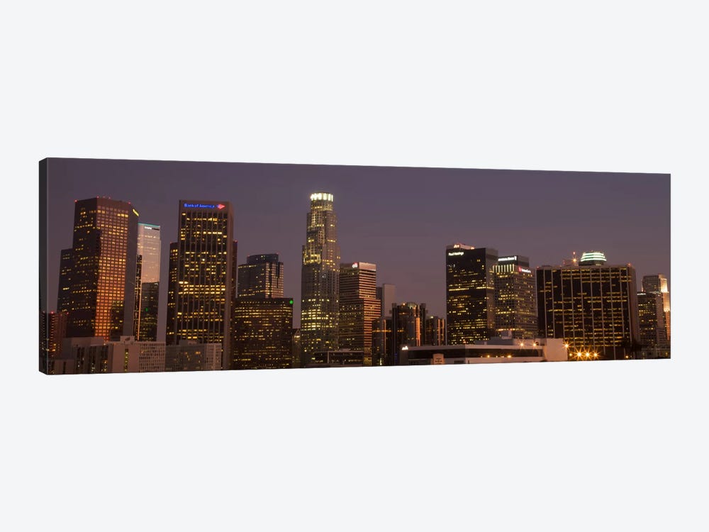 Los Angeles Panoramic Skyline Cityscape (Night) by Unknown Artist 1-piece Canvas Art