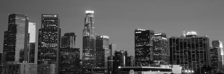 Los Angeles Panoramic Skyline Cityscape (Black & White - Night)