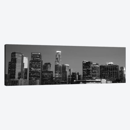 Los Angeles Panoramic Skyline Cityscape (Black & White - Night) Canvas Print #6199} by Unknown Artist Canvas Art Print