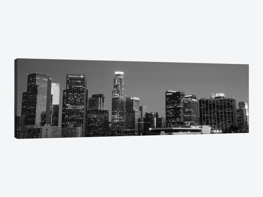 Los Angeles Panoramic Skyline Cityscape (Black & White - Night) by Unknown Artist 1-piece Art Print