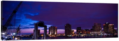 Nola Panoramic Skyline Cityscape (Night) Canvas Art Print - Night Sky Art