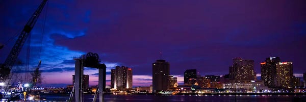 New Orleans Skylines: Nola Panoramic Skyline Cityscape (Night) by Unknown Artist