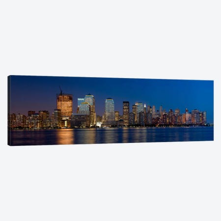 New York Panoramic Skyline Cityscape (Night) Canvas Print #6201} by Unknown Artist Art Print