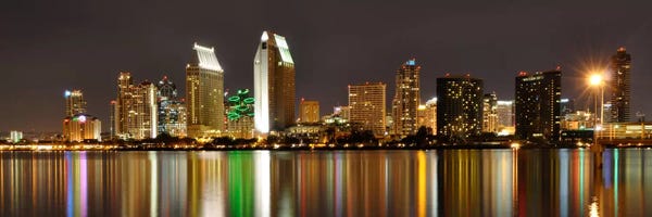 San Diego Panoramic Skyline Cityscape (Night)