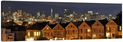San Francisco Panoramic Skyline Cityscape (Night) Canvas Art Print - San Francisco Art