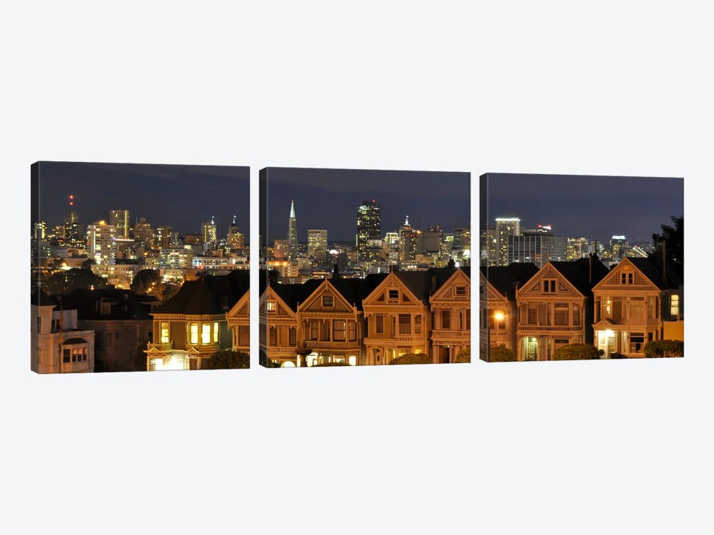 San Francisco Panoramic Skyline Cityscape (Night) by Unknown Artist 3-piece Canvas Art