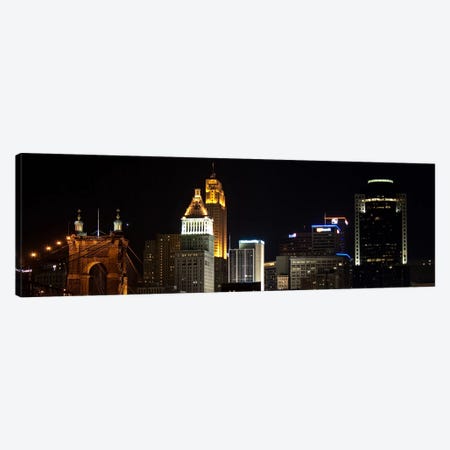 Cincinnati Panoramic Skyline Cityscape (Night) Canvas Print #6215} by Unknown Artist Canvas Art Print